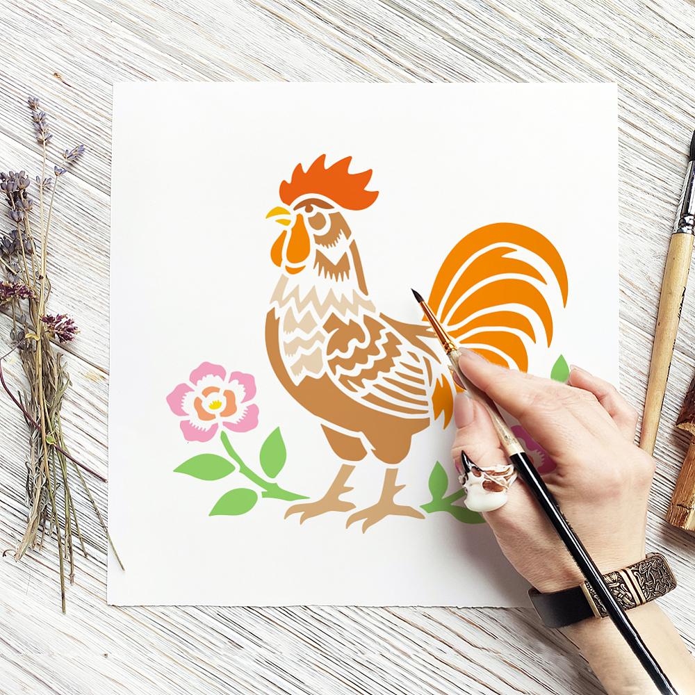 6Pcs 6 Styles PET Hollow Out Drawing Painting Stencils for DIY Scrapbook Photo Album Chook 200x200mm 1pc/style