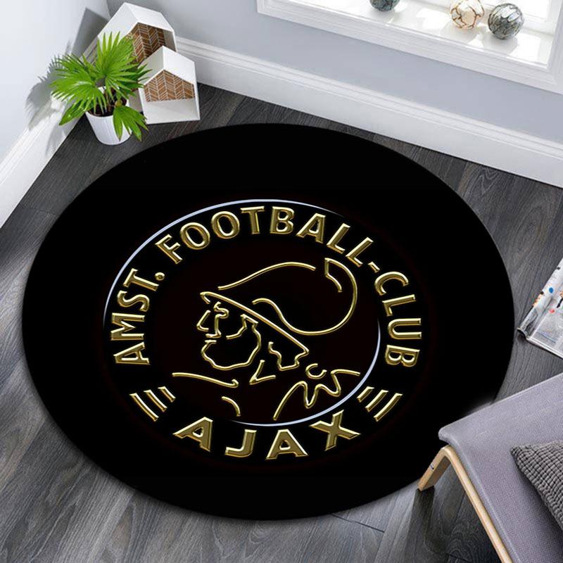 AFC Ajax Amsterdam Printed Round Rug, Non Slip Washable Circular Carpet For Living Room Bedroom Playroom, Sports Fan Decor, Holiday Birthday Gift