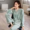 Dame 2-delt Pyjamassæt Langærmet Top & Bukser Blød Varm Nattøj Afslappet Hjemmetøj Efterår Vinter Nattøj Til Damer