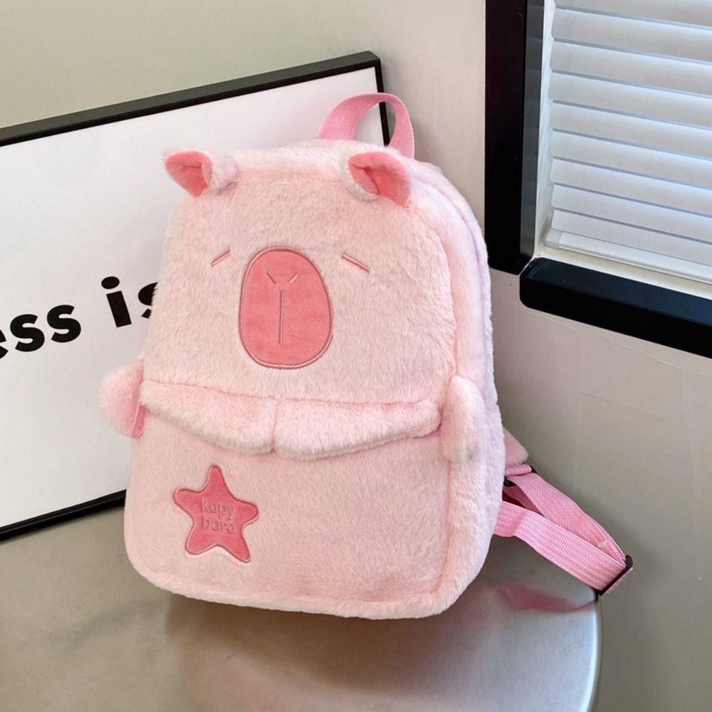 Animal Cartoon Capybara Plush Backpack Large Capacity Capybara Plush Bag Couple
