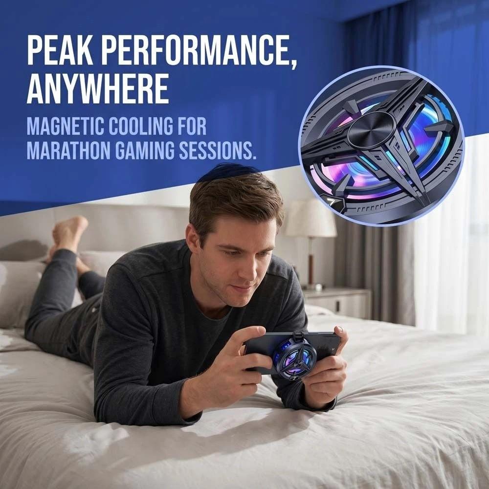 Long Lasting Mobile Phone Cooler With Blue Light LED Light Cooling Fan E-sports Live Streaming
