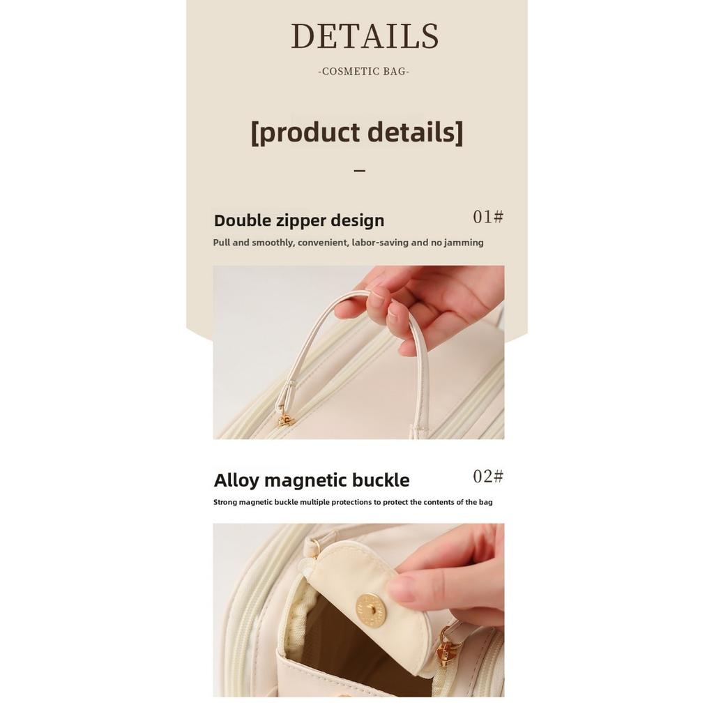 Damen Multifunktionale Make-up-Tasche - Große Kapazität Tragbare Reise Kosmetik Aufbewahrungsbox, Mit Pinsel- und Toilettenartikel-Aufbewahrungsfächern