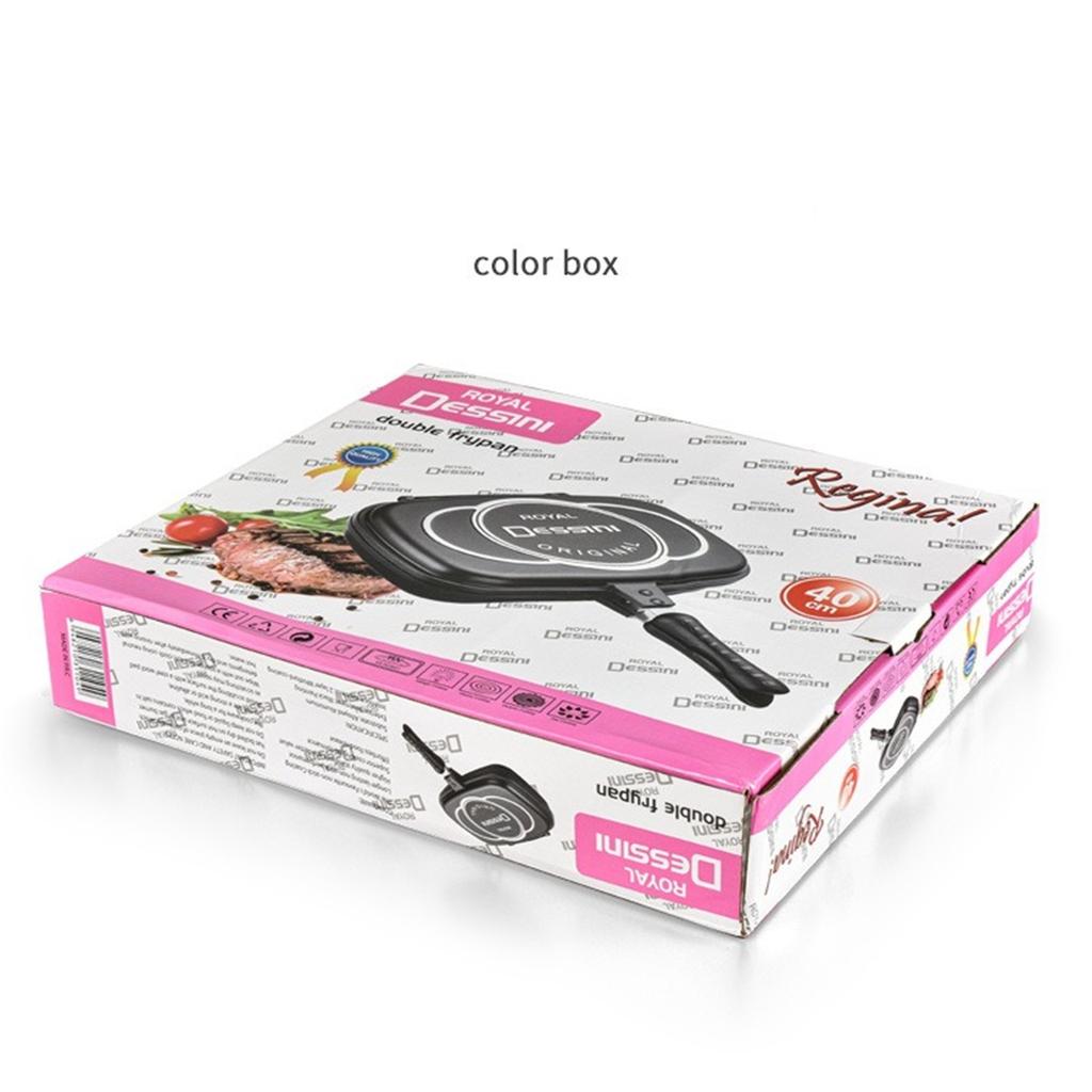 GIYOCA Dobbelsidet Stegepande, 32/36/40cm BBQ Grillpande, Dobbelsidet Trykkogningsgrillpande, Bærbar Grillgryde til Hjemmet