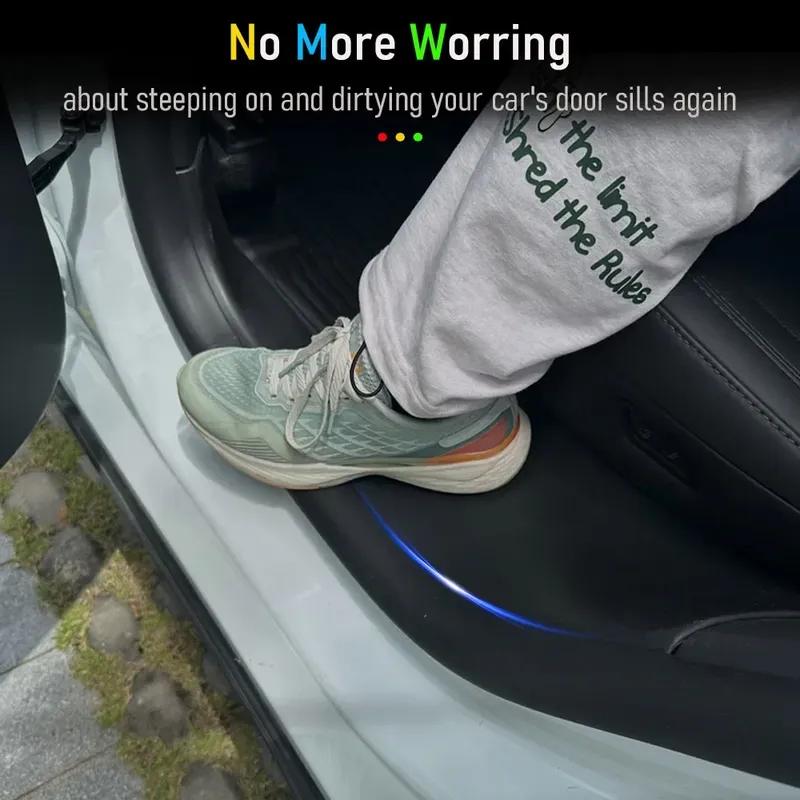 For Tesla ModelY Juniper 2025 2026 Front Rear Door Sill Protector Threshold Strip Anti-kick Guard Panel Mats Pad Car Accessories