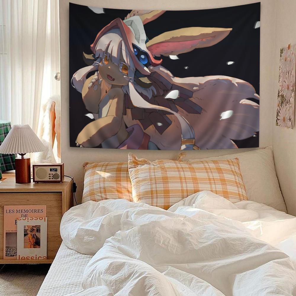 Made in Abyss Angelabenteuer Wandteppich Skurril Grün Anime Wandbehang Perfekt für Otaku Schlafzimmer Fantasie Ästhetik Dekor