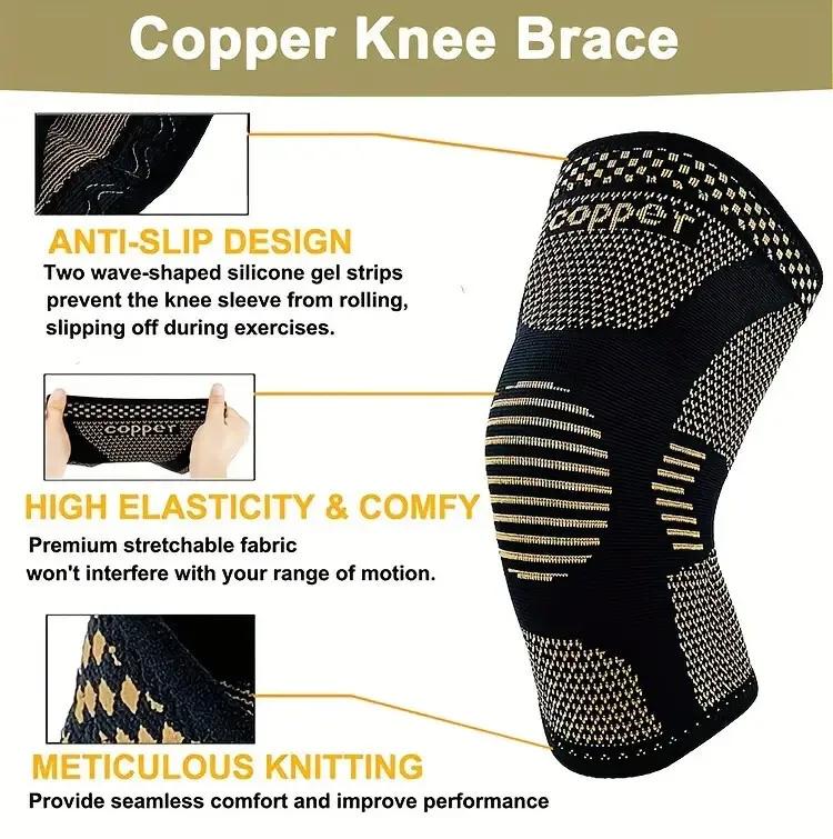 Copper Sports Knee Pads Men Women Joint Patella Protector Football Basketball Crossfit Running Knee Support Gym Fitness Brace