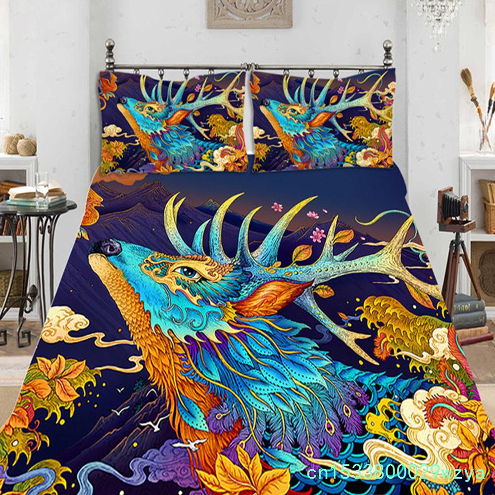 Set Huse Pilote Geometrice Set Lenjerie de Pat Vârtejuri Psihedelice Ochi Microfibră Model Abstract Colorat Husa Pilotă cu Fețe de Pernă