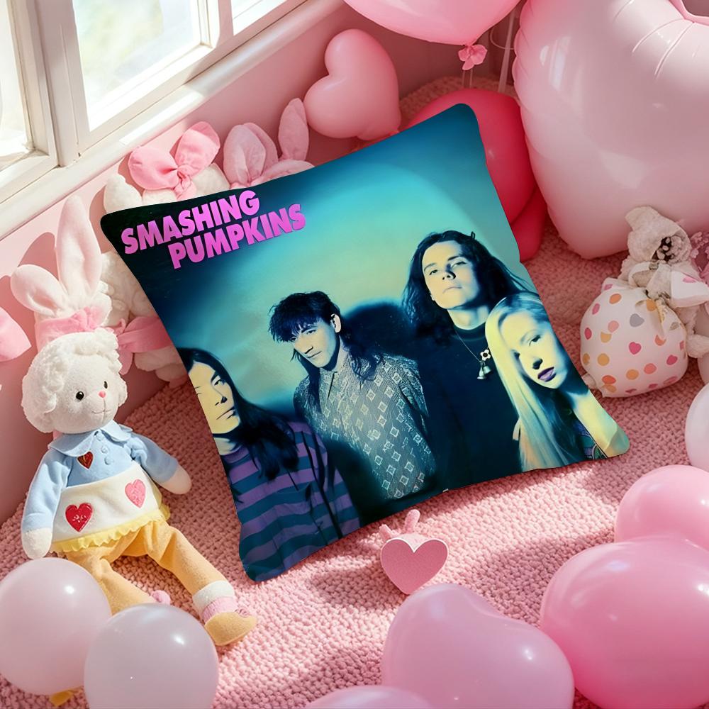 Band The S-Smashing P-Pumpkins Cushion Cover Pattern Printed Pillowcase for Living Room Sofa Cushion Cover & Bedroom Decor