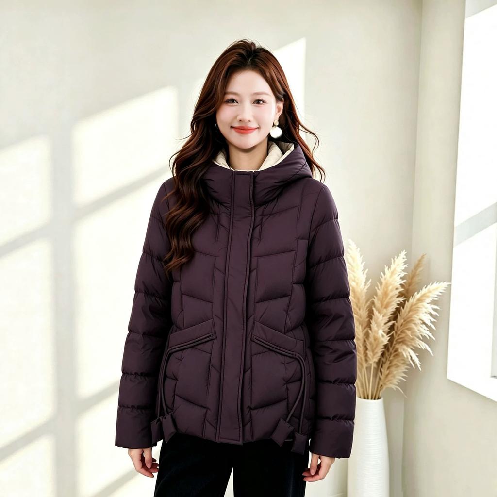 Short hooded cotton-padded women's thickened warm loose coat winter cotton-padded jacket new small cotton-padded women's clothing