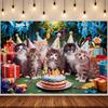 1pc, 2D Flat, Cute Cat Birthday Background, Banner Decoration, Home Decor, Room Decoration, Party Background Decoration, Wsj