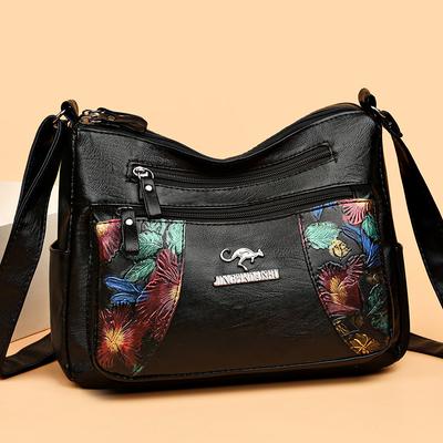 Middle-Aged Women's Large Capacity Bag Soft Leather Shoulder Crossbody Bag for Mom