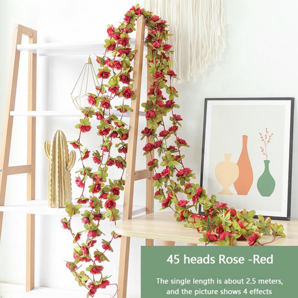 1PC Artificial Flowers Vine 45pcs / 69pcs Rose Fake Flower DIY Wedding Decoration Home Room Decor Wall Hanging Garland Plant