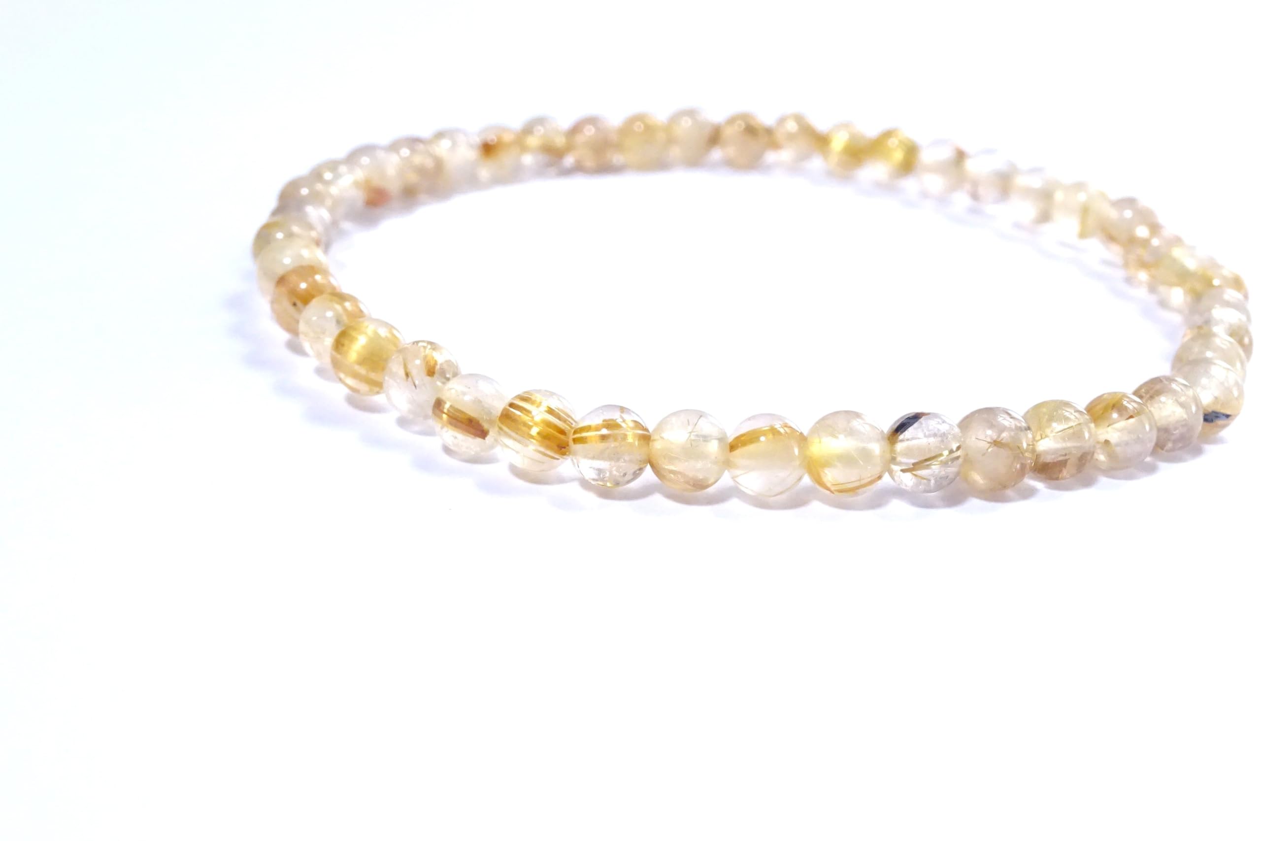 

Kanaishi the powerful Gold Rutilated on your Gold Rutilated Quartz Natural Stone Bracelet for Power 4mm Medium [Wear wealth-bringing stone, Quartz, золотий