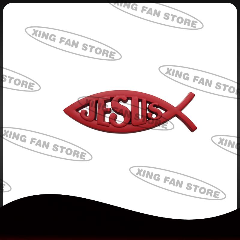 Auto Styling Jesus Fish Symbol Chrome Black Blue Red Emblem Car Rear Trunk Badge Decal Body Sticker For Motorcycle And Truck