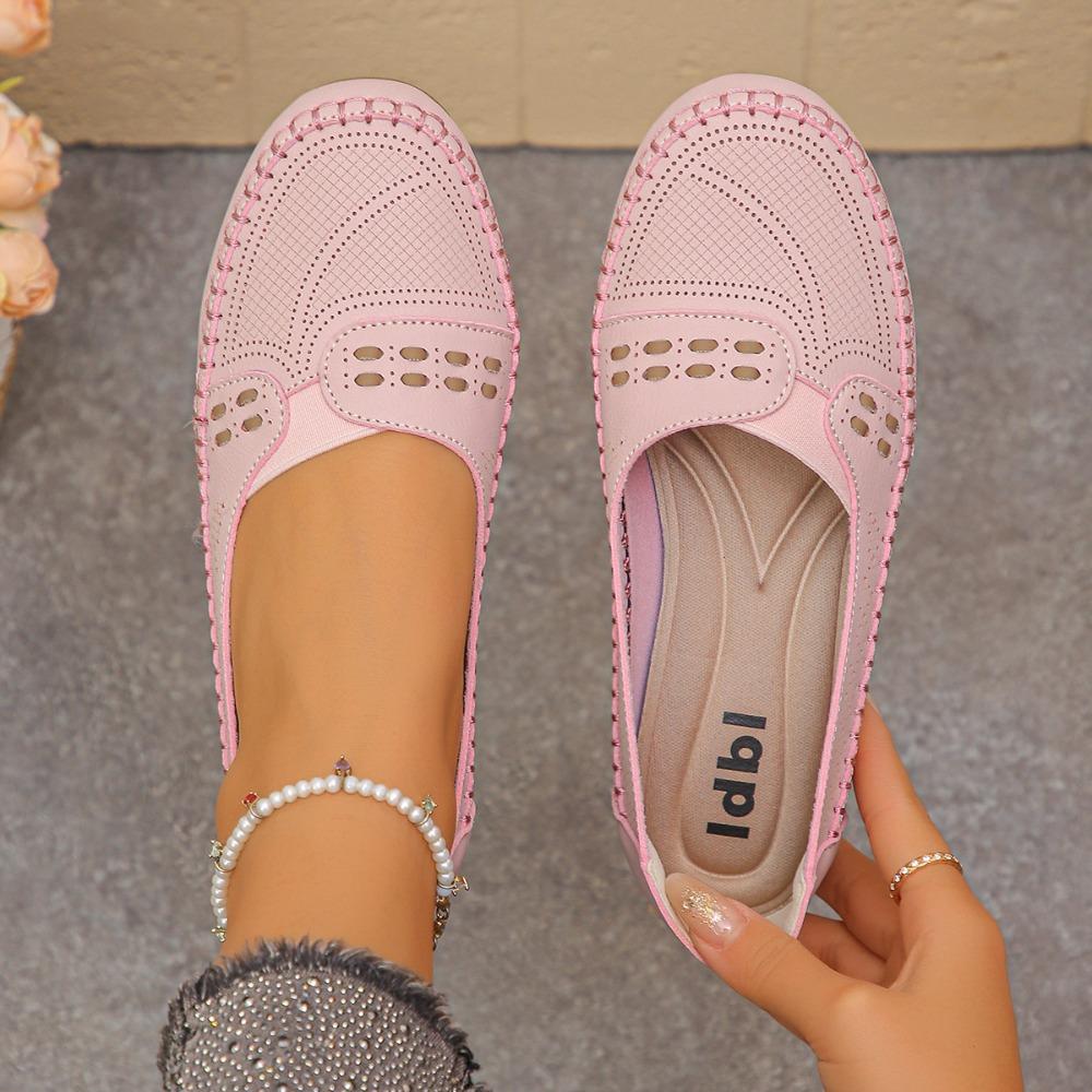 Multi-color Optional Soft Sole Hollow Out Breathable Flat Shoes Slip On Anti-slip Loafers