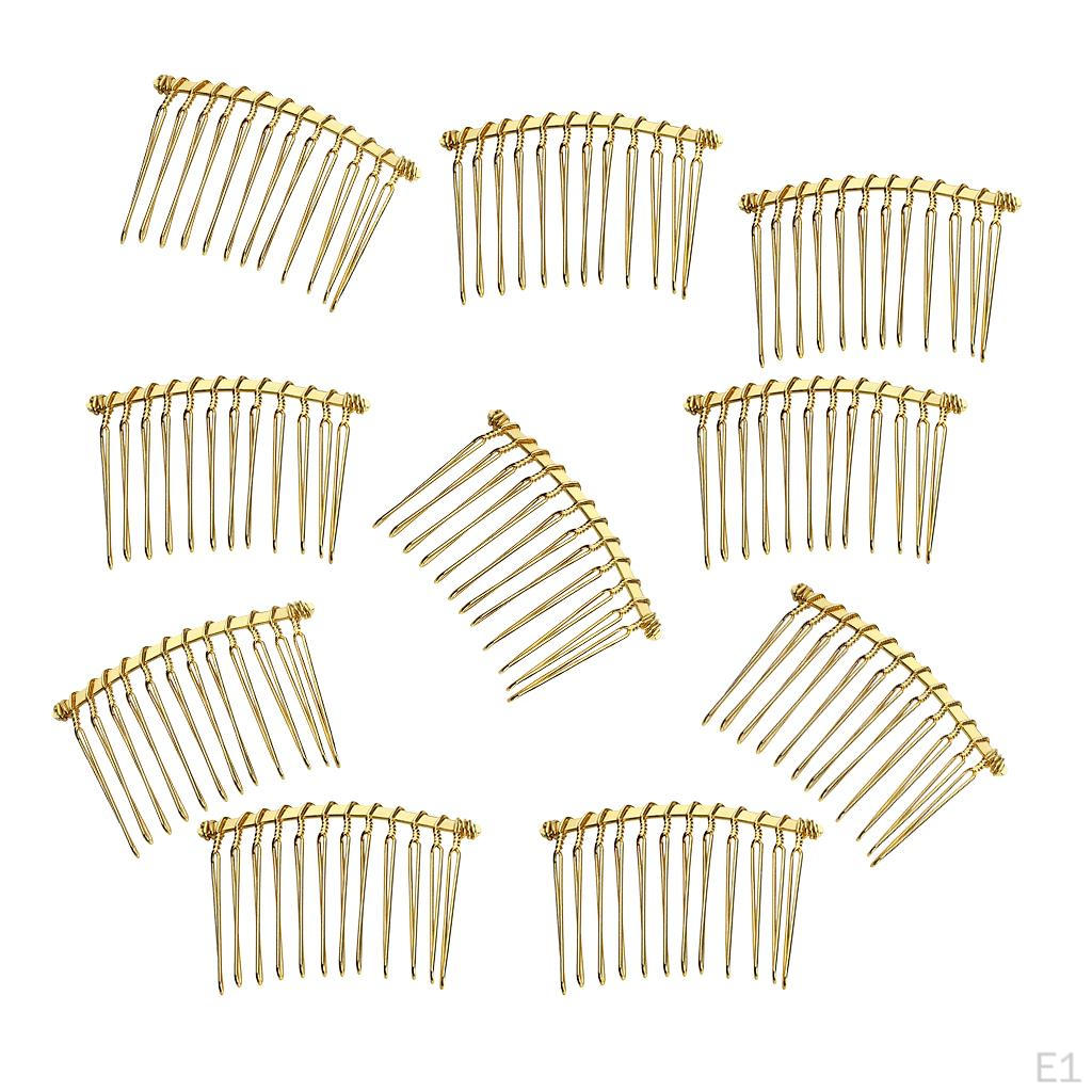 12 Hair Clip Combs Metal Slide Wire Bridal Wedding Fascinator Headpiece , Gold, As