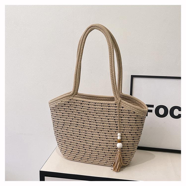 Women's Large Woven Straw Tote Bag - 2025 Summer Beach & Fashion Bucket Style