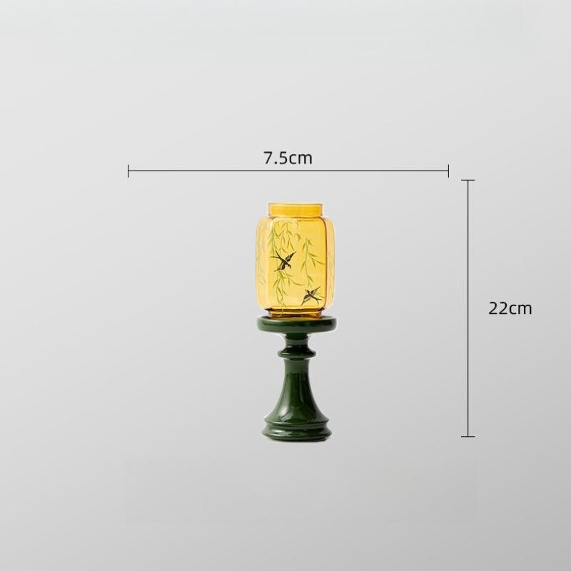 

Chinese glass emerald candlestick atmosphere lamp aromatherapy candle tea ceremony accessories desktop decoration зелёный