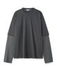PARTIMENTO Striped Layered Long Sleeve Charcoal