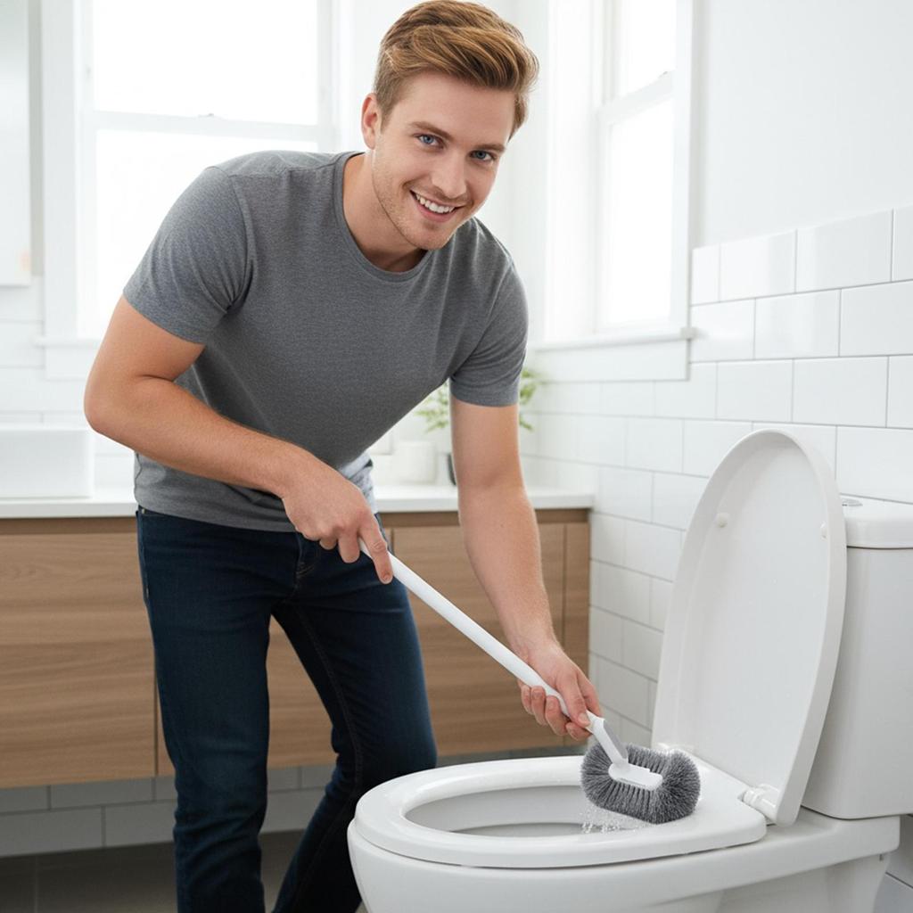 Toilet Cleaning Brush Compact Long Non-Slip Scrubber Bathroom Toilet Brush For Bathroom Indoor Shower Floor Tile Kitchen Sink