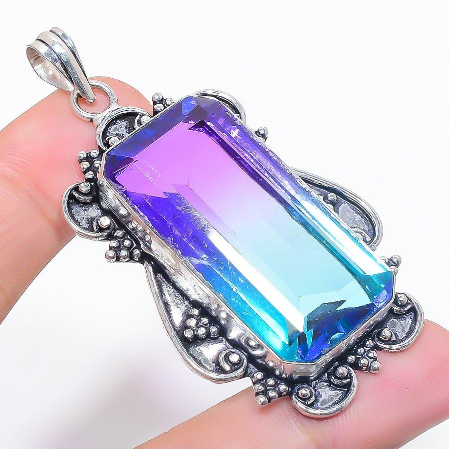 

Натуральный двухцветный турмалин 925 стерлинговое серебро ювелирный кулон 2,60 V9f00