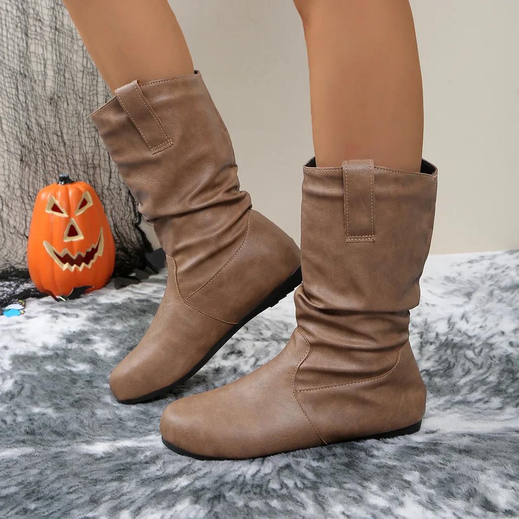 Damenstiefel Winter Neu Runde Zehe Warm Niedriger Schaft Flache Sohle Stiefeletten Lässig Rutschfest Kältefest Studenten Schneestiefel