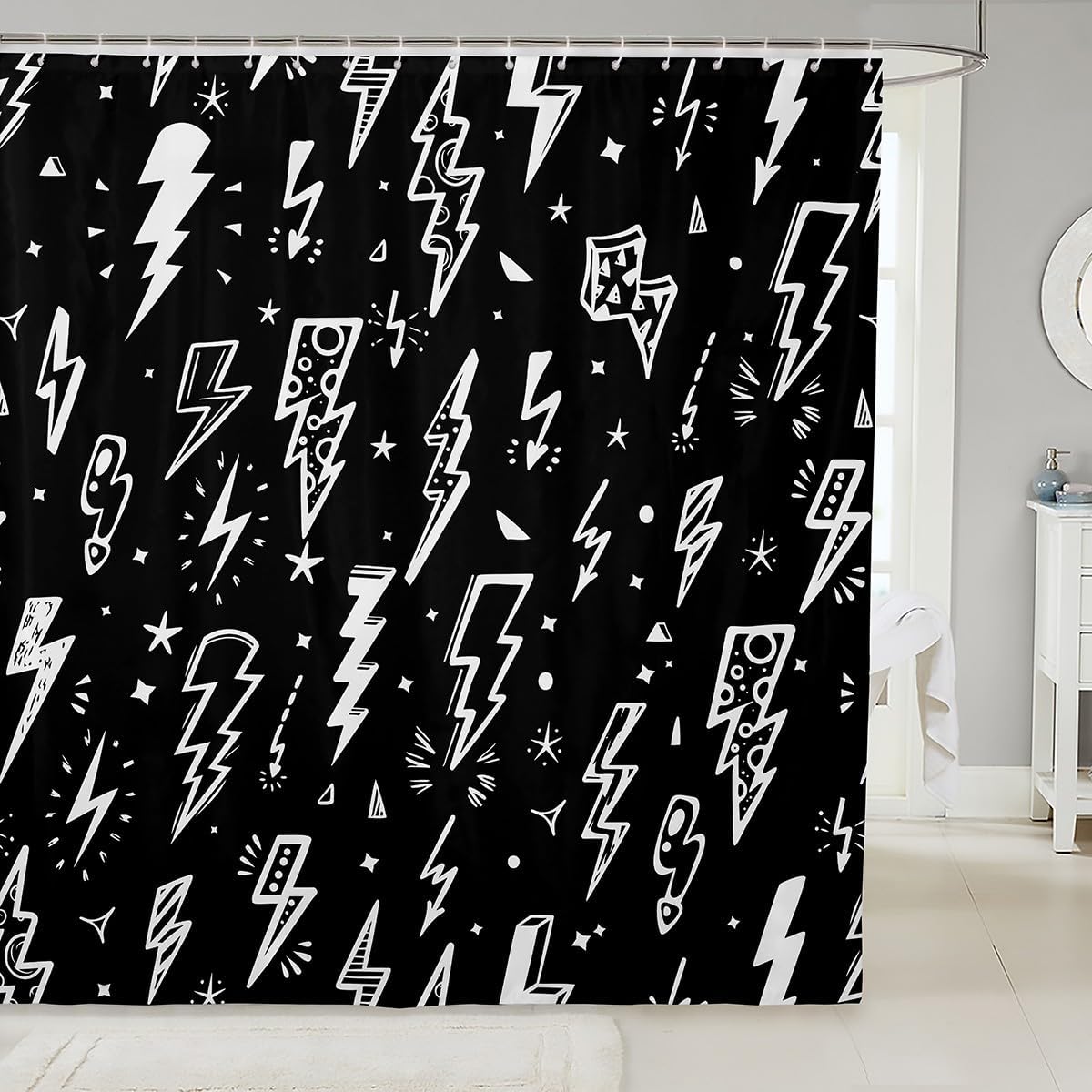 

Homewish Cat And Dog Silhouette Shower Curtain For Home Bathroom Black White Color Bathroom Decor Hooks Waterproof, 72Wx78L Inch W60H190(CM)-1 Pcs