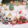 Mini Christmas Village Figurines Set Snowman Bear Deer Animal Models For Dollhouse Garden Scenery DIY Display Ornaments