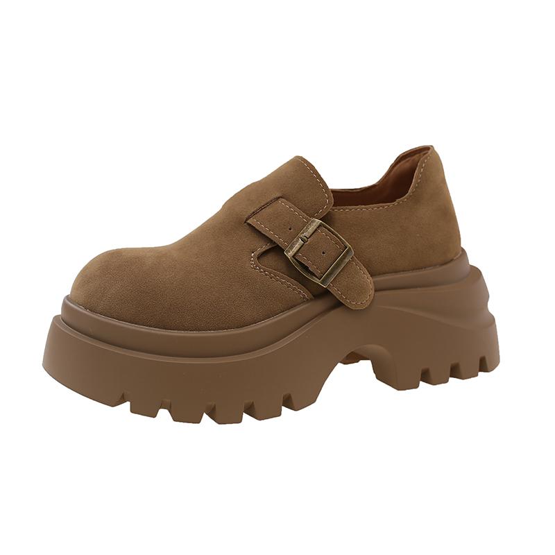 

Fashion Autumn New Block Heel Single Shoes Women s Round Toe Suede One-Strap Platform Anti-Slip Wear-Resistant Low-Top Shoes 40 хаки