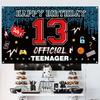 Offizielles 13. Geburtstag Tür-Hintergrundbanner für Teenager Happy 13th Birthday Dekorationen Rot Blau 13-Jähriger Geburtstagsparty Garten