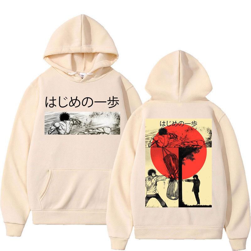 Anime Hajime No Ippo Kamogawa Boxing Gym Hoodies Makunouchi Takamura KGB Sweatshirt Loose Fleece Vintage Long Sleeve