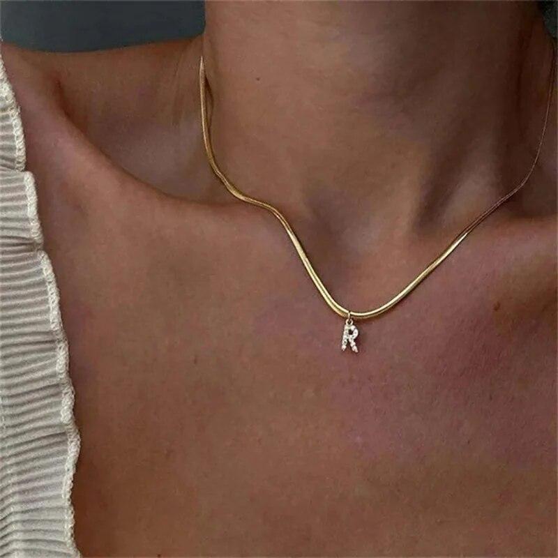 New A-Z Initial Zircon Letter Pendant Necklaces for Women 18K Gold Plated Copper Necklace High Quality Statement Jewelry Gifts