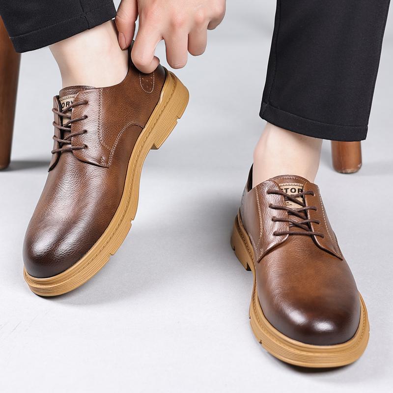 men casual shoes lace up business wedding formal dress leather brogue shoes derby shoe black platform sneakers zapatos hombre