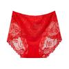 Leichter Luxus Spitze Modal Baumwolle Bauchhöschen für Damen Sexy Nahtlose Mittelhohe Hüfthebende Große Größen Baumwollzwickel Slips für Damen
