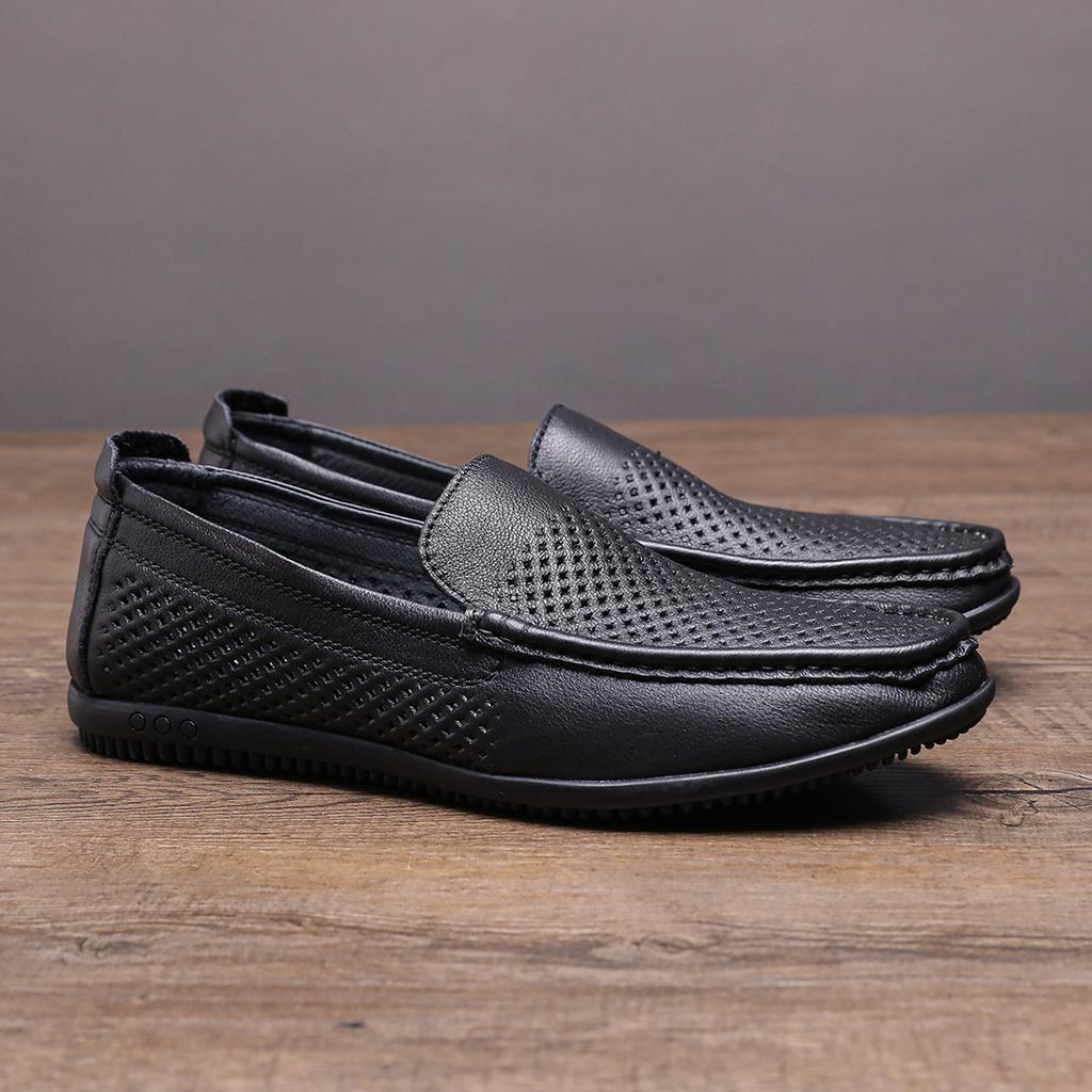 Men's Toe Layer Cowhide Men's Toe Layer Cowhide Round Toe Cover Foot Soft Leather Soft Sole Comfortable and Comfortable Casual Men's Shoes