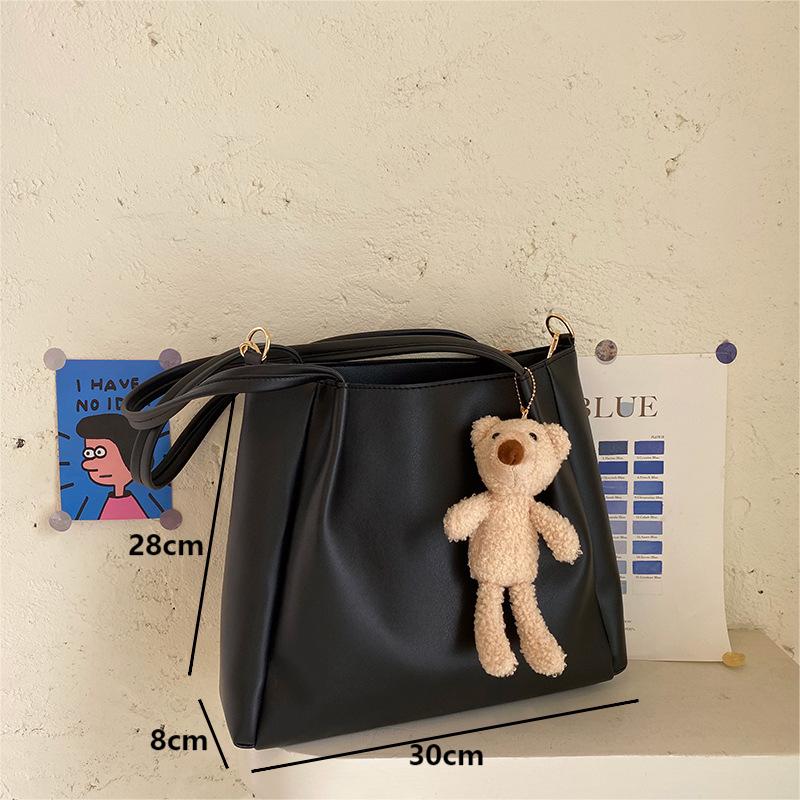Casual PU Leather Tote Shoulder Bags New In Large-capacity Women's Crossbody Bags Simple Female Handheld Handbags Black Beige