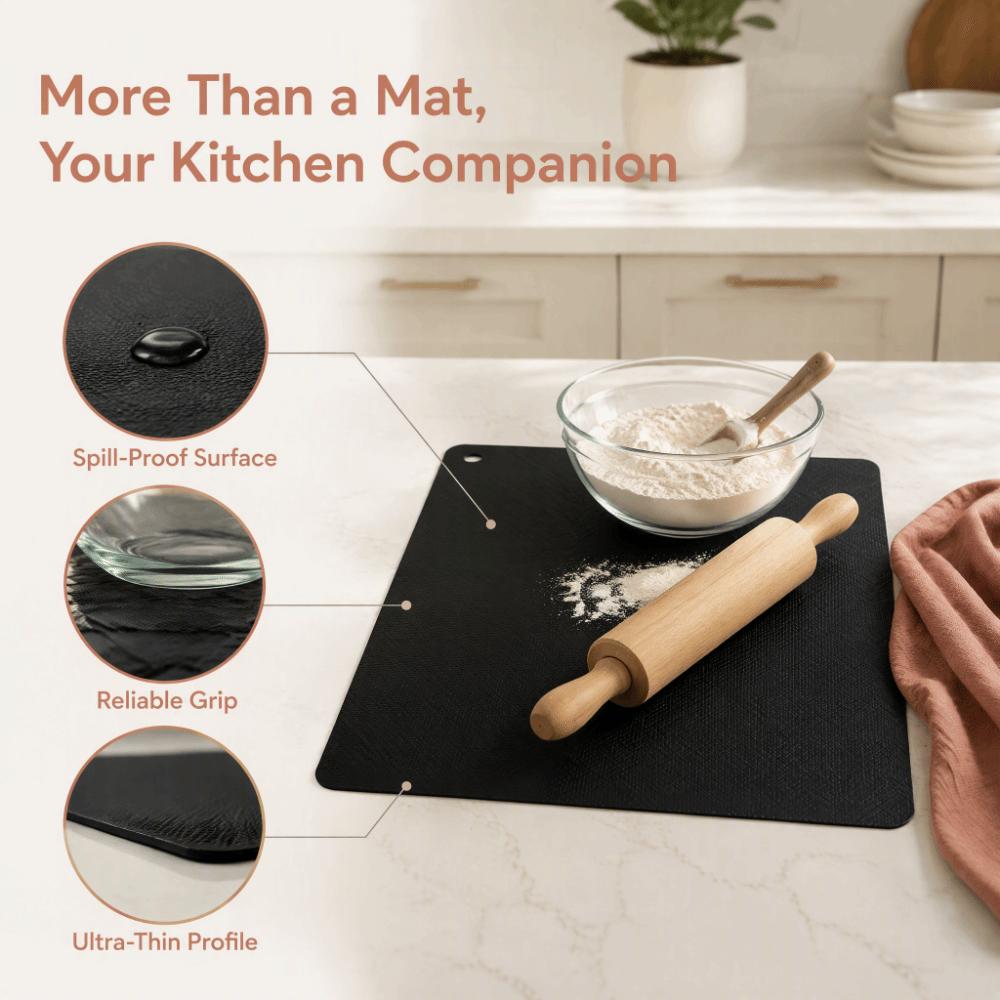 5PCS Black Heat Insulated Pad Round Cook Top Non Slip Pad For Home Kitchen