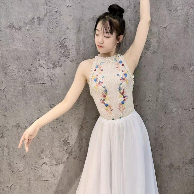 Womens Ballet Leotard With High Cut Leg Halter Neck Design Dance Training Performance