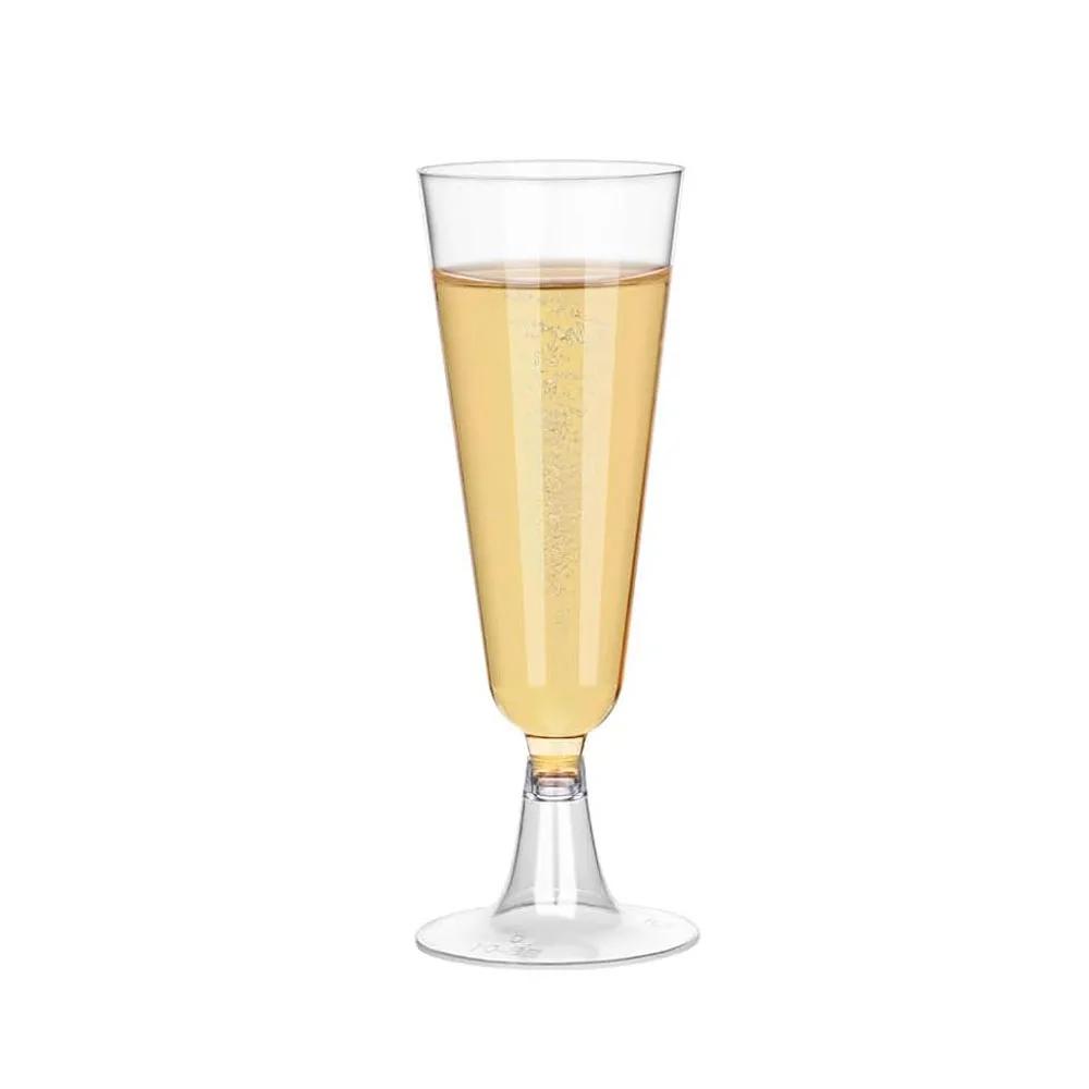 50/25 Champagne Glasses Disposable Cocktail Plastic Red Wine Tall Glasses Gold Powder Martini Glasses Party Bar