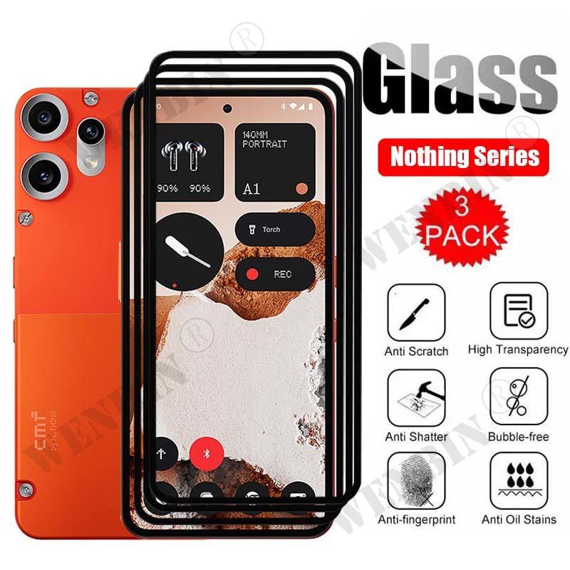

3 Pcs Tempered Glass For Nothing Phone 3 3a Pro 2a Pro CMF 1 Curved Full Cover Screen Protector Nothing CMF Phone 1 чистий