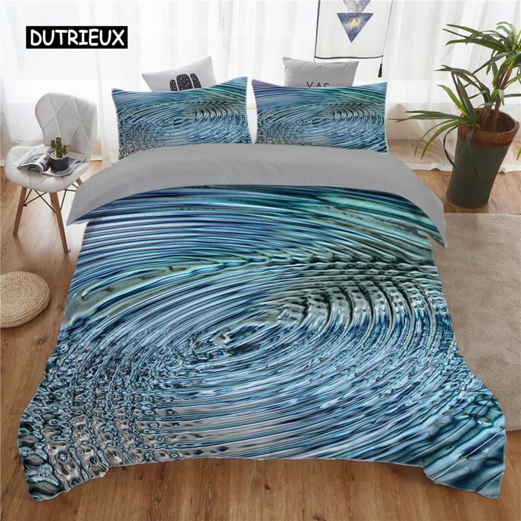 Water Wave Comforter Cover Package Rainbow Water Wave Blue Sky White Cloud Reflection Bed Cover Package Fine Microfiber King Size Queen Size Size