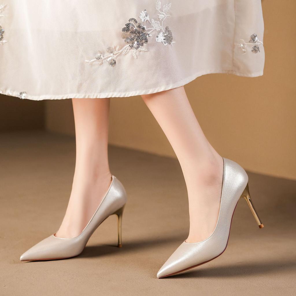 Q skórzana powierzchnia proste wysokie obcasy damskie do pracy codzienne wszechstronne szpilki pojedyncze buty damska elegancja zaawansowany profesjonalny lekki luksus