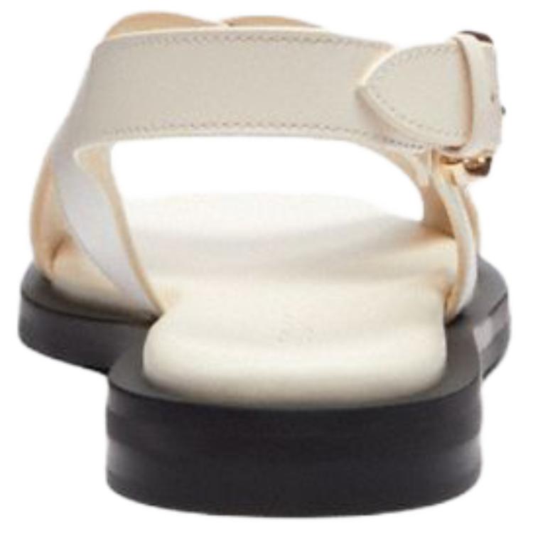 Coach Link Leather Cross Strap Square Toe Buckle Slide Sandals Women Sandals White CAP62-CHK