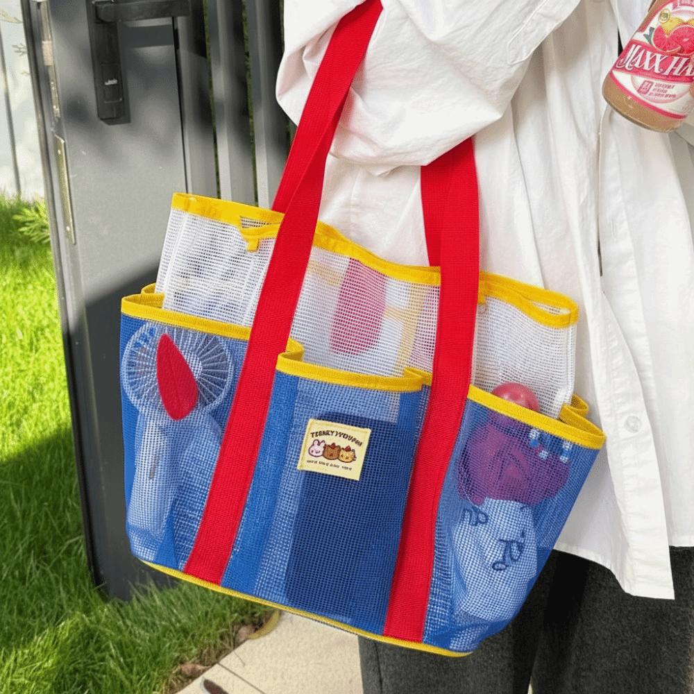 Nylon Mesh Beach Bag Gauze Mesh Handbag Cute Summer Shoulder Bag  Cosmetic Bag