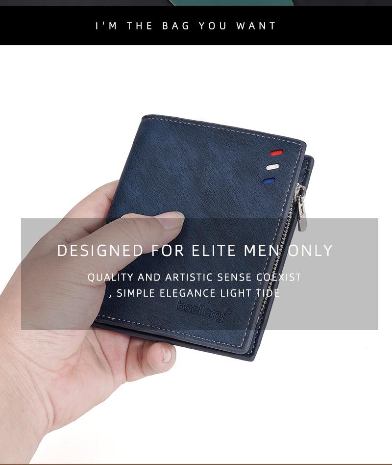 Trendy Men's Color Stripe Wallet with Logo, Card Holder, Zipper Pocket