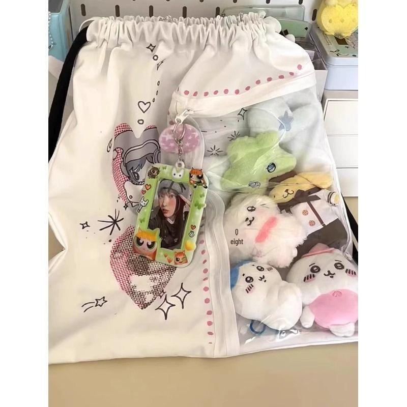 

Аниме холщовый рюкзак на кулиске - Легкий, Милый, Простой, Нежный, Маленький, Повседневный для поездок на работу