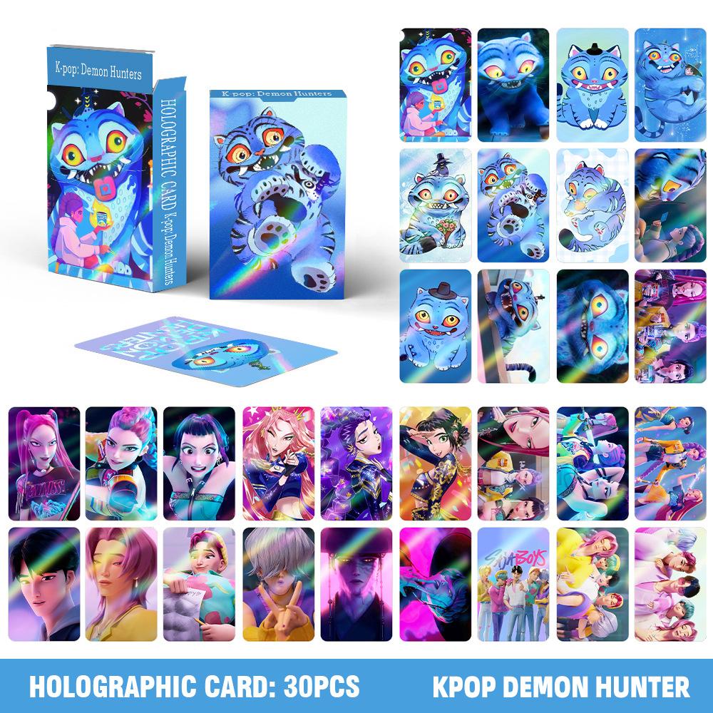 

K-pop Охотник на демонов Дерпи Тигр Лазерная карта Мультфильм Аниме Huntrix Saja Мальчики Девочки Периферия Lomo карта Фанаты Мода Коллекция Подарки