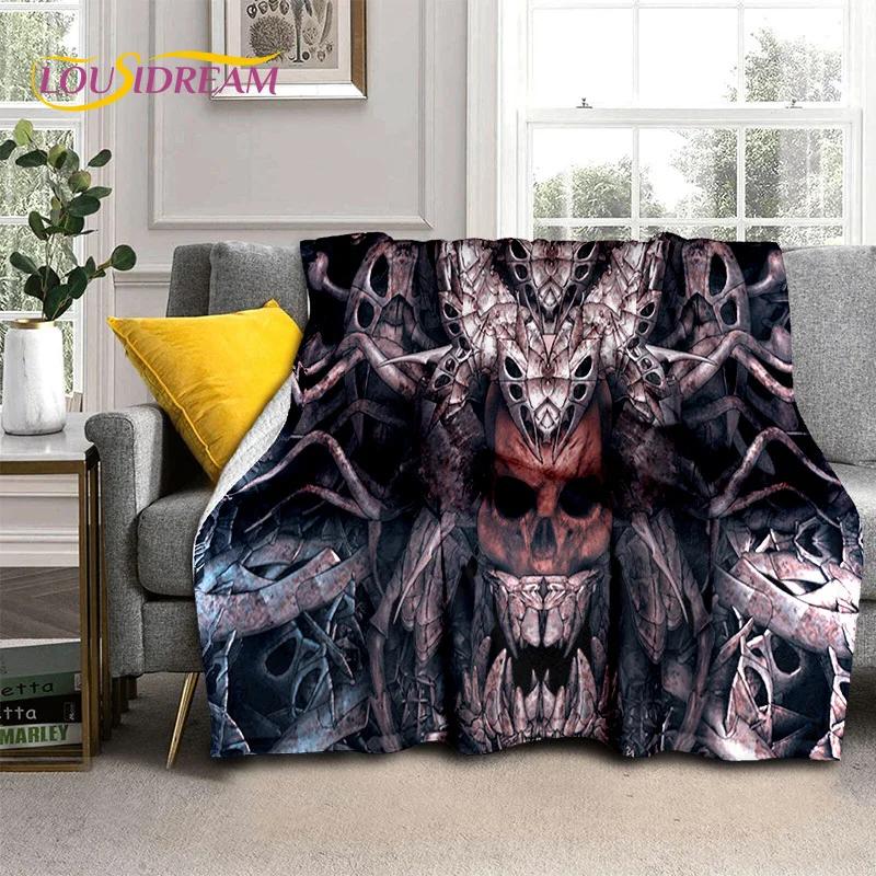 Horror Gothic Skull Ghost Cartoon  Blanket,Soft Throw Blanket for Home Bedroom Bed Sofa Picnic Travel Office Cover Blanket Kids