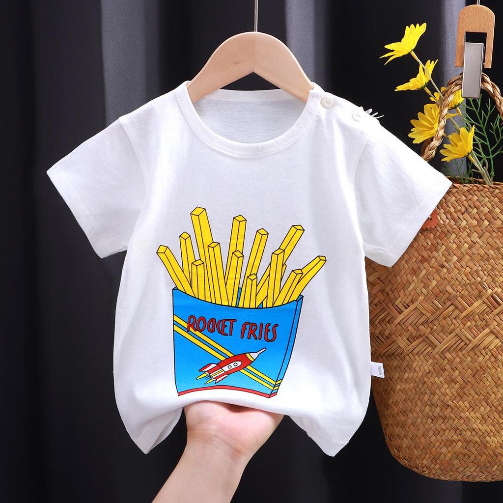 Bomulls T-shirt med tecknad figur i koreansk stil för flickor - Sommar med korta ärmar