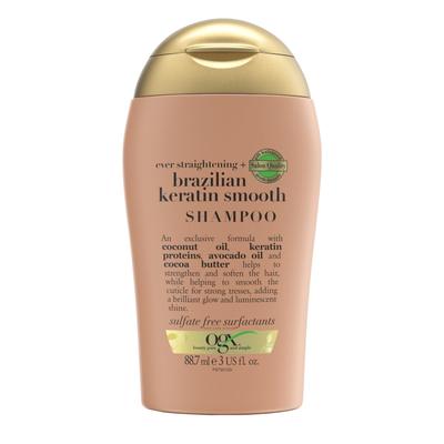 OGX Szampon Prostujący Brazilian Keratin Smooth | Olej Kokosowy, Proteiny Keratyny, Olej Awokado i Masło Kakaowe, Do Włosów Suchych, Kręconych, Puszących się, Cienkich